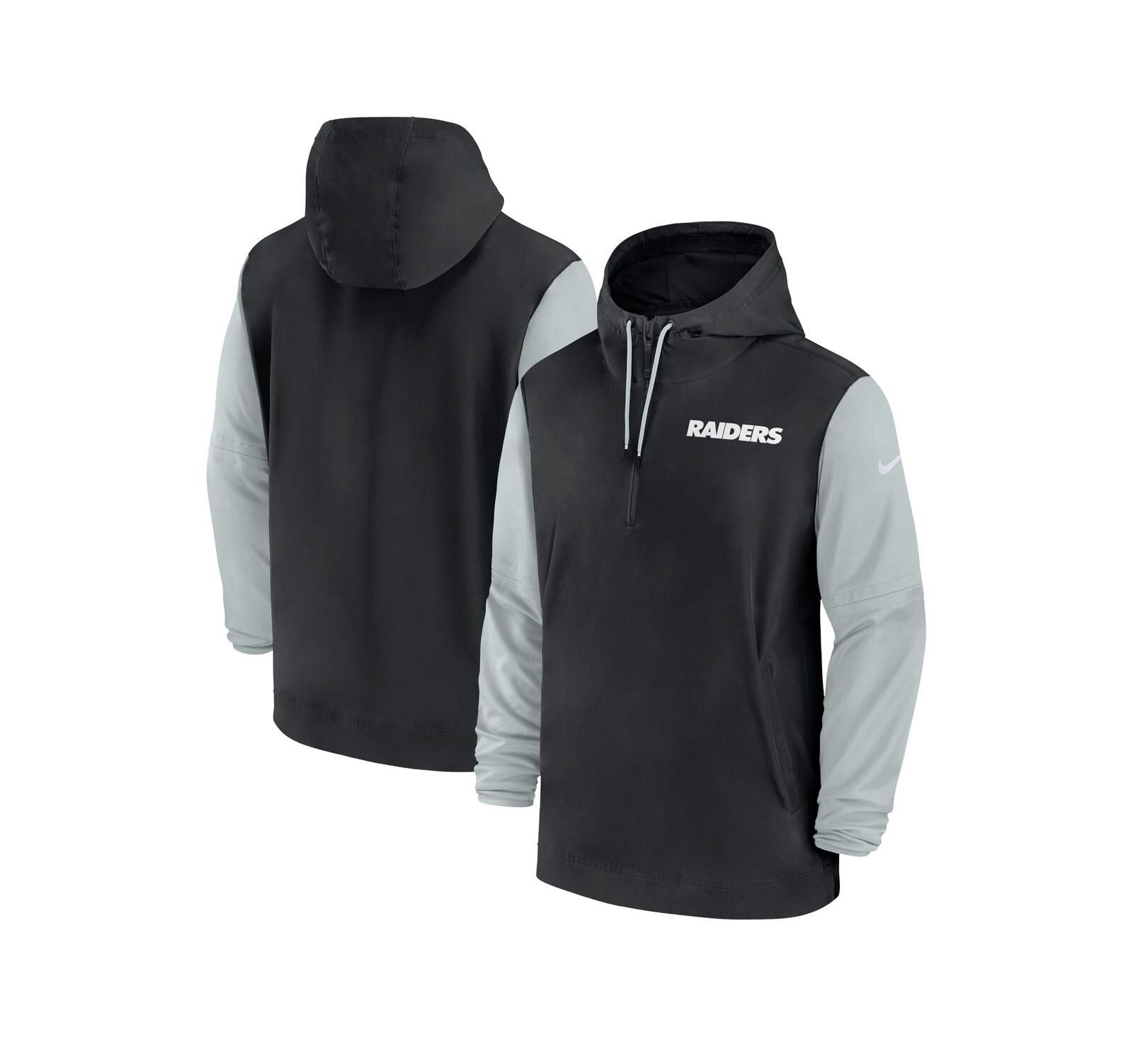 Nike Men's Black/Silver Las Vegas Raiders 2024/25 Sideline Pre-Game Player 1/2-Zip Hoodie Jacket