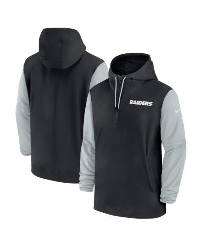 Мужское худи Nike Black/Silver Las Vegas Raiders 2024/25 Sideline Pre-Game Player 1/2-Zip