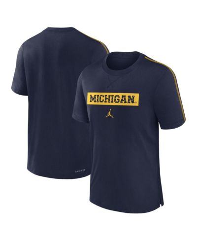 Мужская футболка Jordan Michigan Wolverines 2024/25 Sideline Player Performance Tri-Blend, цвет Navy