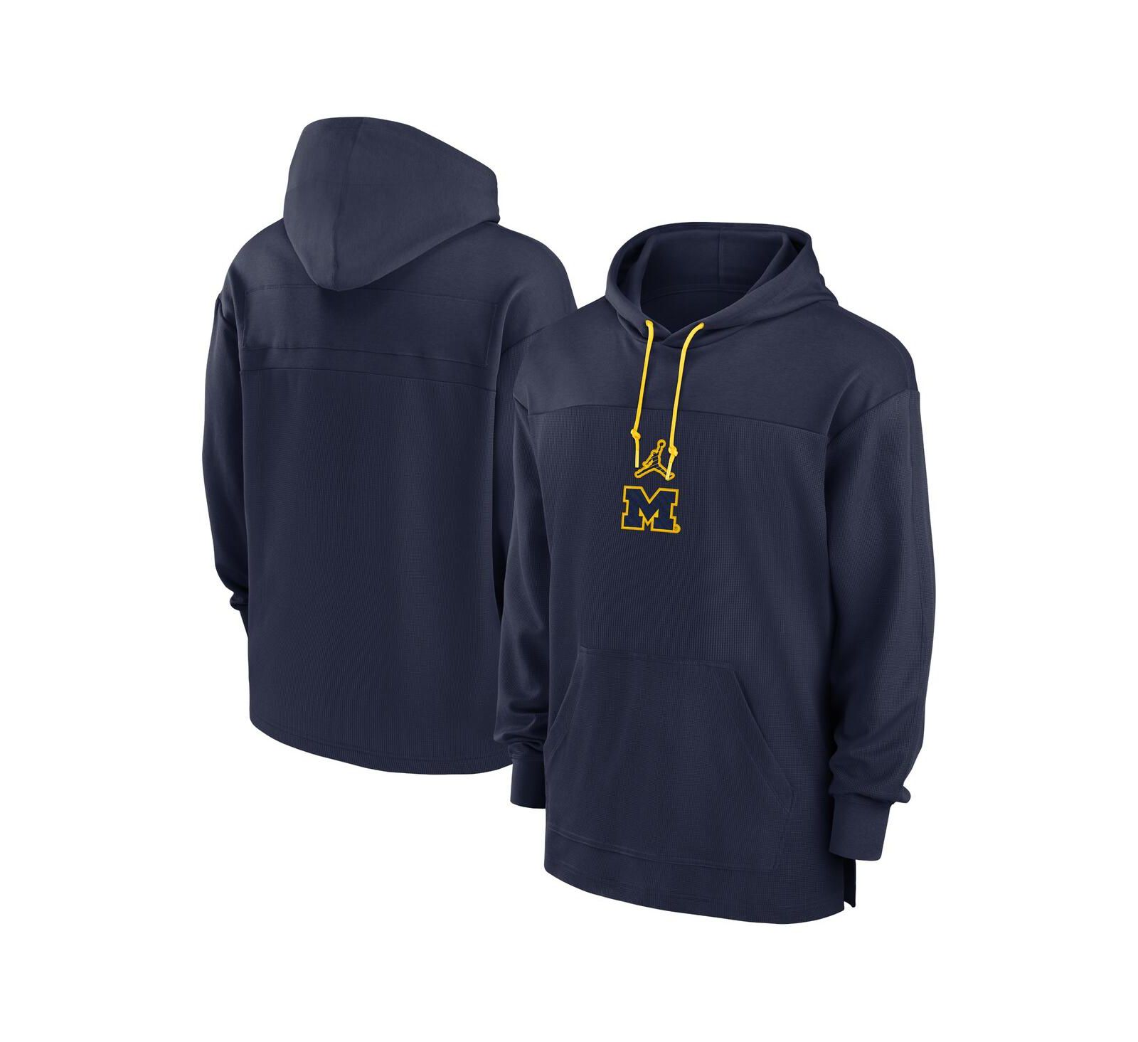 Мужское худи Jordan Michigan Wolverines 2024/25 Sideline Performance Pullover, темно-синий