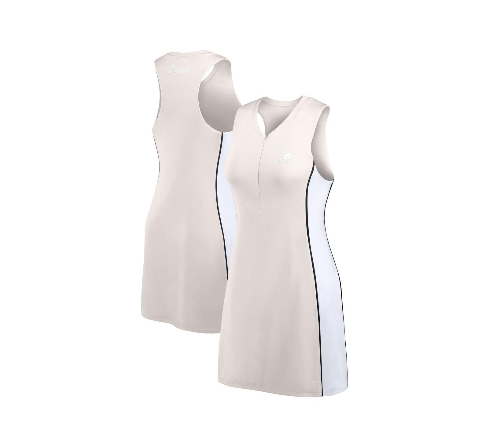 Женское платье Fanatics Cream Philadelphia Eagles Studio Boost Athletic Half-Zip Dress