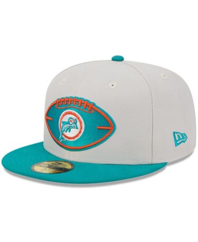 New Era Men's Stone/Aqua Miami Dolphins 2024 Sideline Historic 59FIFTY Fitted Hat