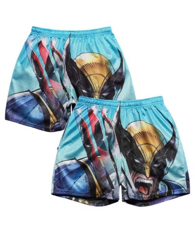 Chalk Line Мужские ретро шорты Deadpool Wolverine Claws, голубой