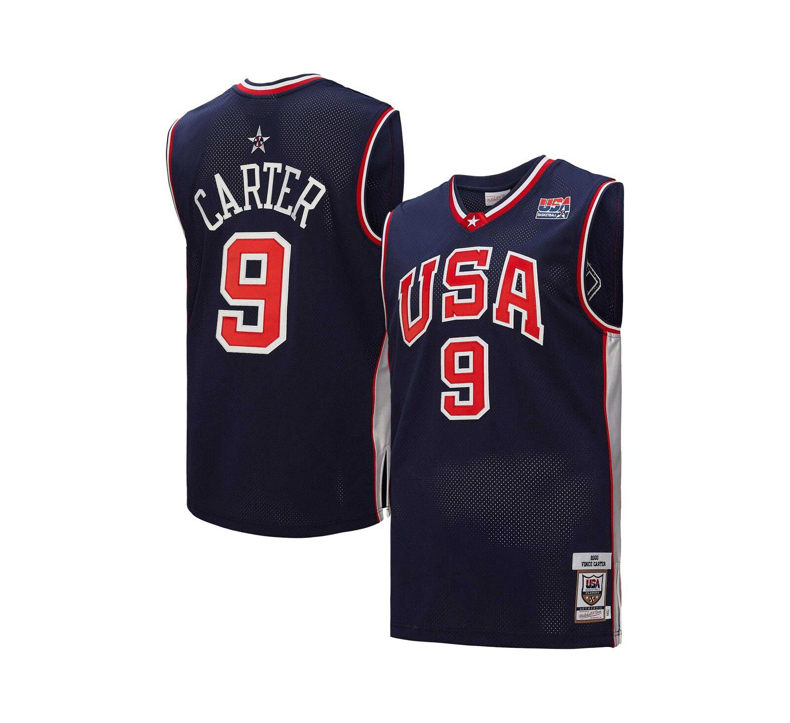 Мужская аутентичная джерси Mitchell & Ness Vince Carter Navy USA Basketball 2000