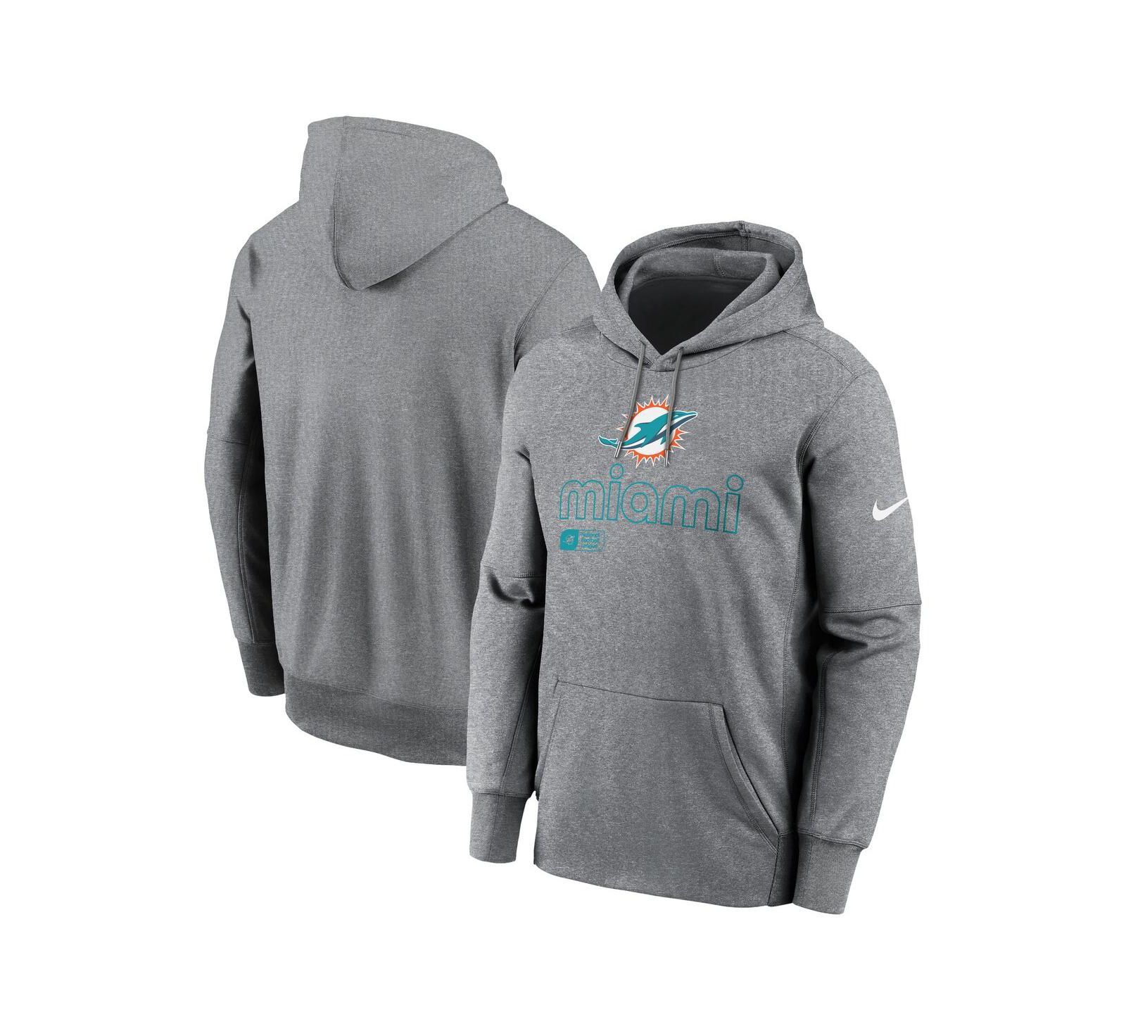 Nike Men's Heather Gray Miami Dolphins Performance Pullover Hoodie