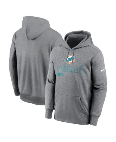 Nike Men's Heather Gray Miami Dolphins Performance Pullover Hoodie