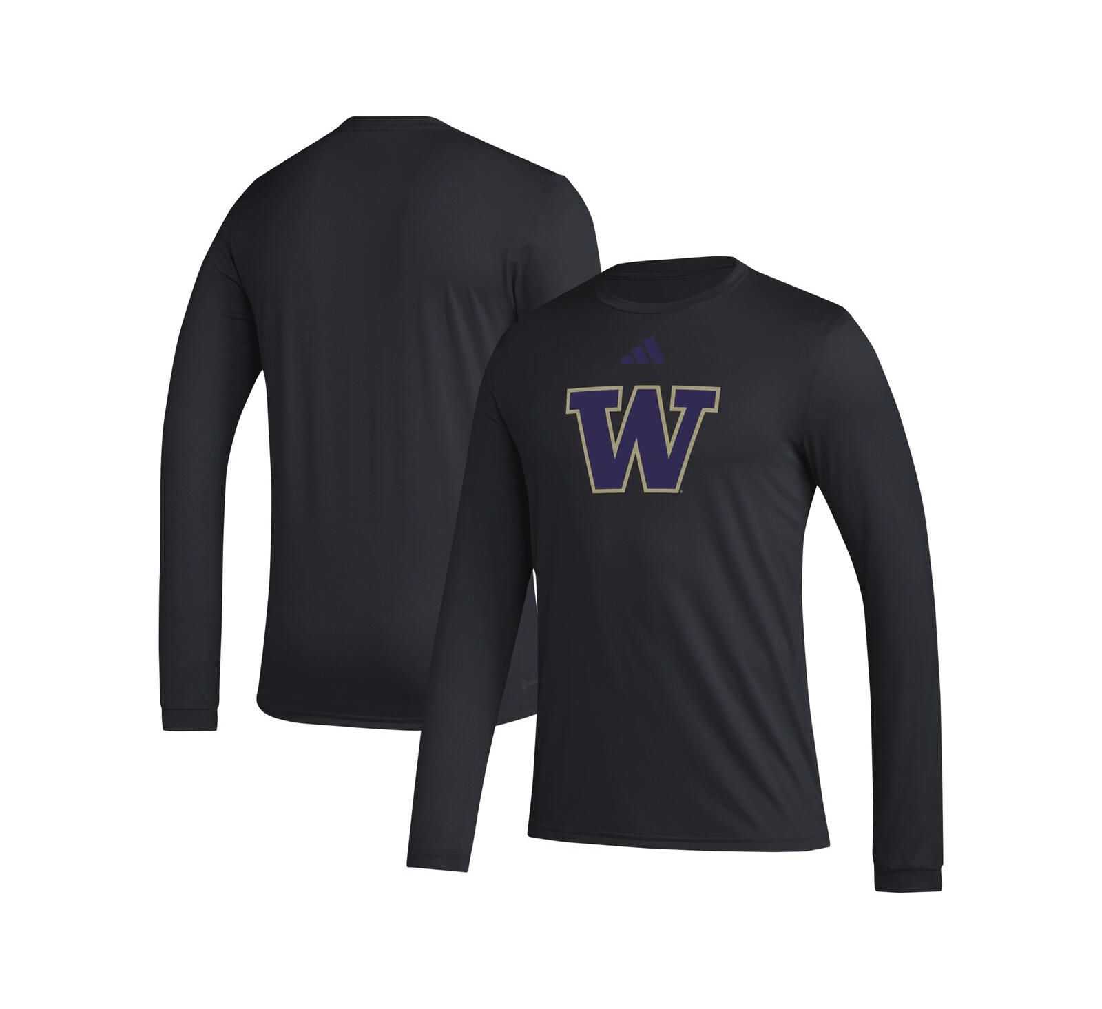 Мужская футболка adidas Black Washington Huskies Primary Locker Logo Pre-Game Long Sleeve