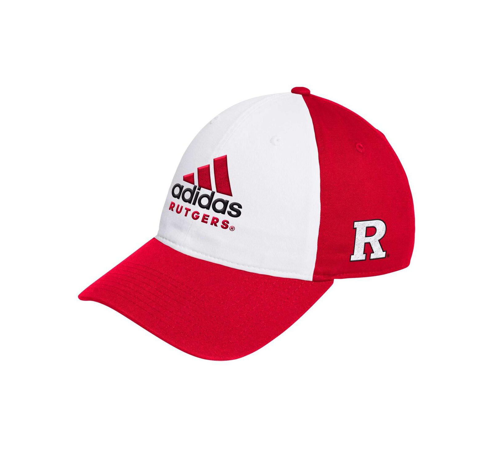 Мужская кепка adidas Rutgers Scarlet Knights White/Scarlet регулируемая