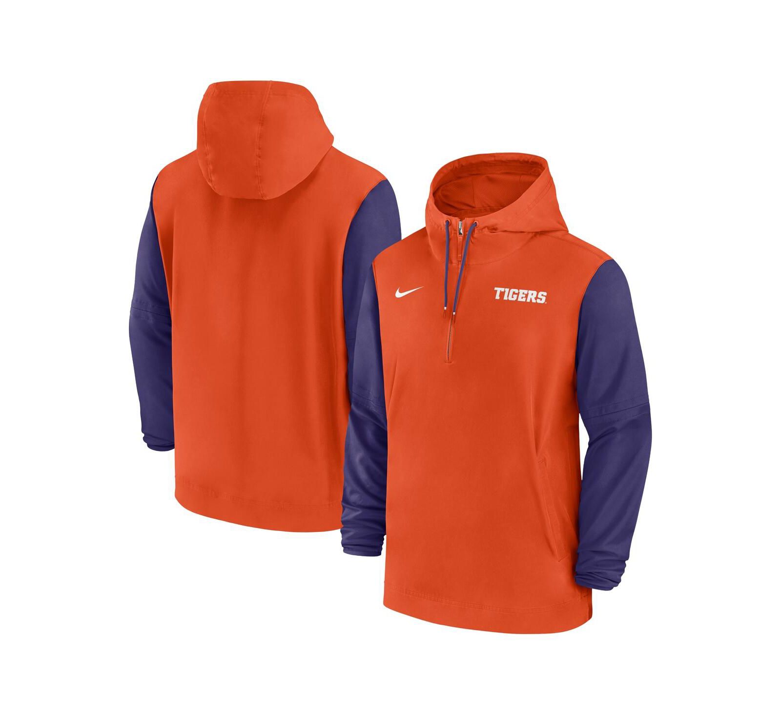 Nike Men's Orange Clemson Tigers 2024 Sideline Pregame Player Half-Zip Hoodie