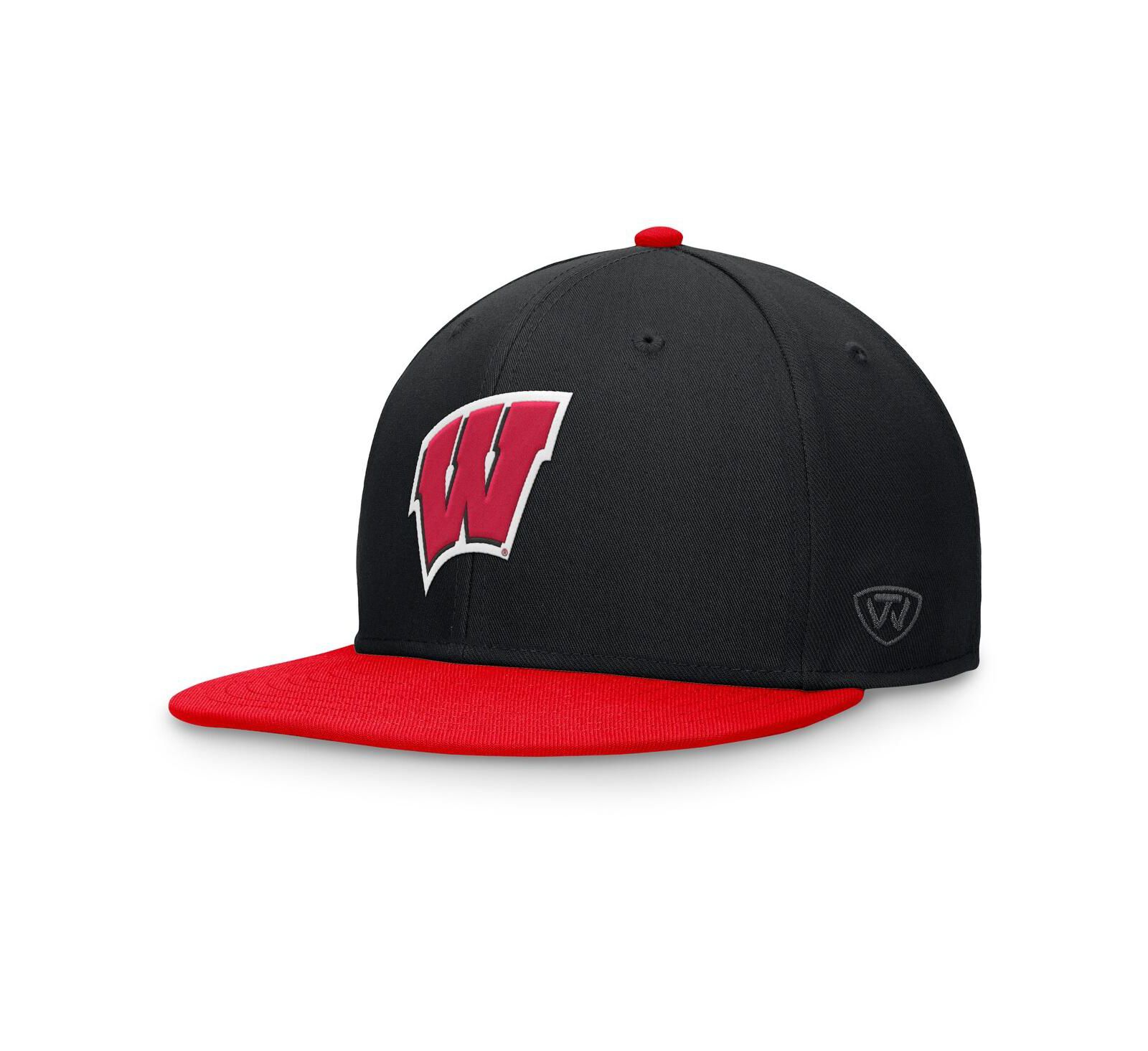Мужская двухцветная приталенная кепка Top of the World Black/Red Wisconsin Badgers Rally
