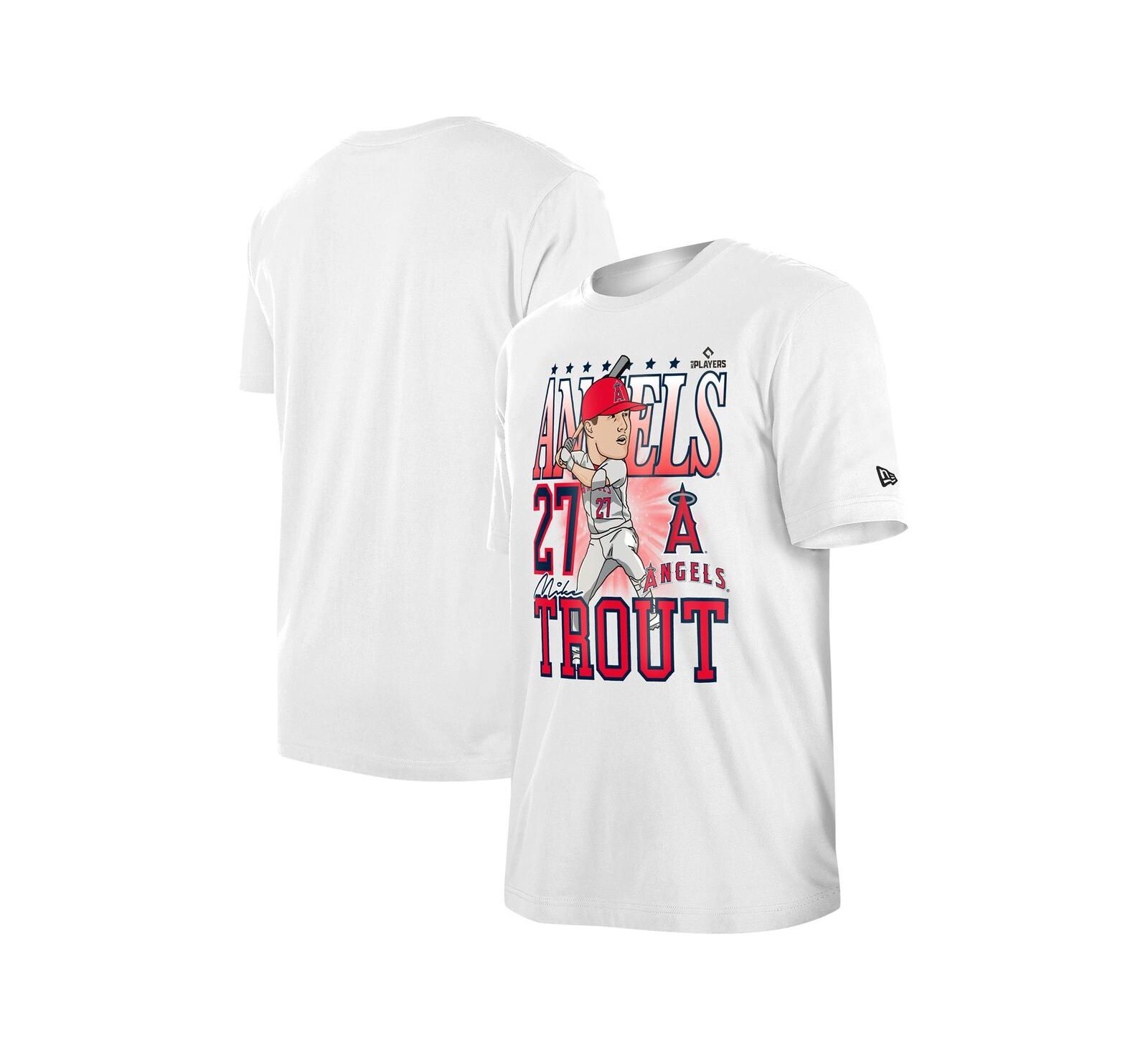 New Era Men's Mike Trout White Los Angeles Angels Caricature T-Shirt