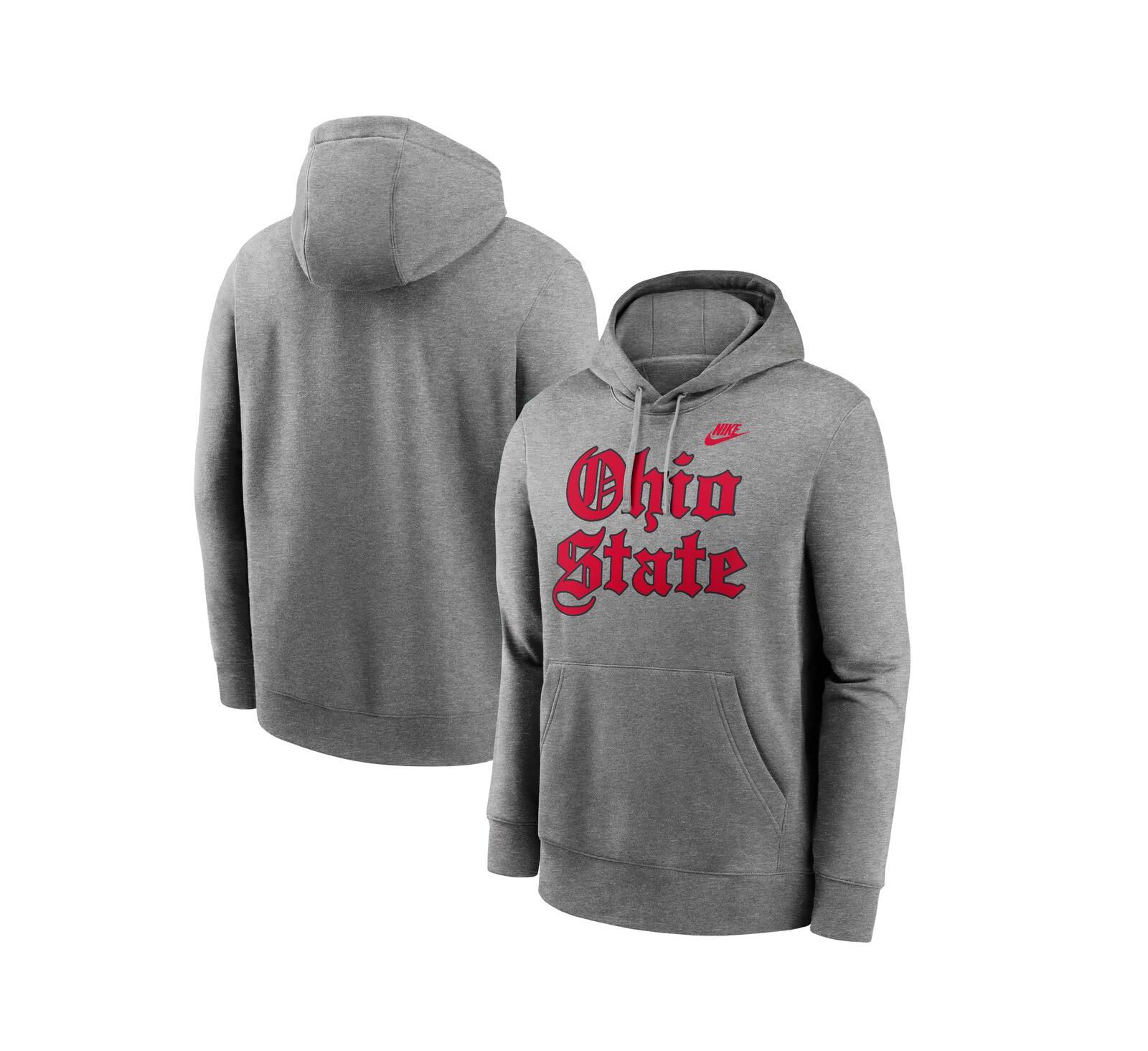 Мужское худи Nike Ohio State Buckeyes Old English Fleece, серое