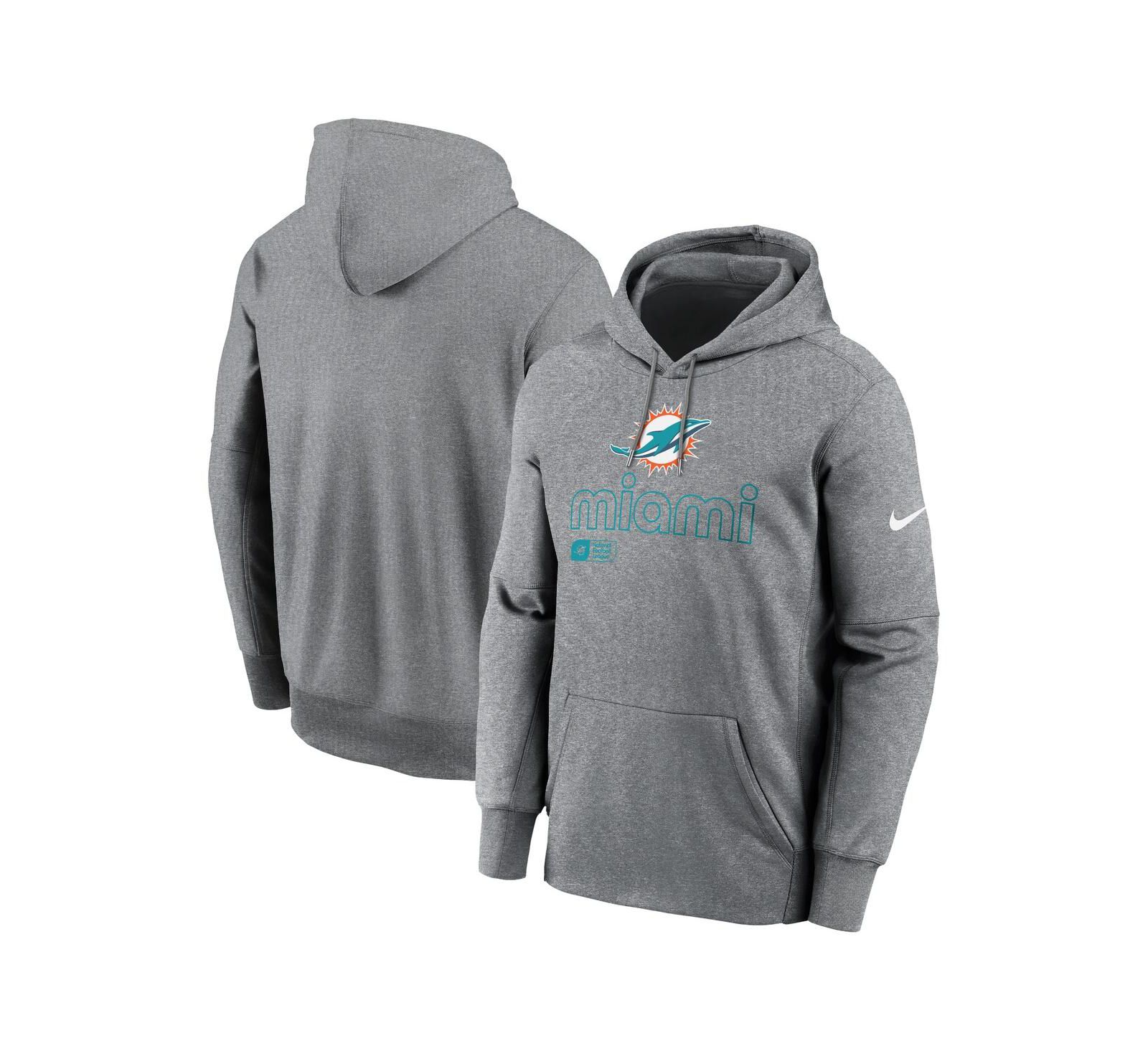 Мужское худи Nike Men's Heather Gray Miami Dolphins Big & Tall Performance Pullover