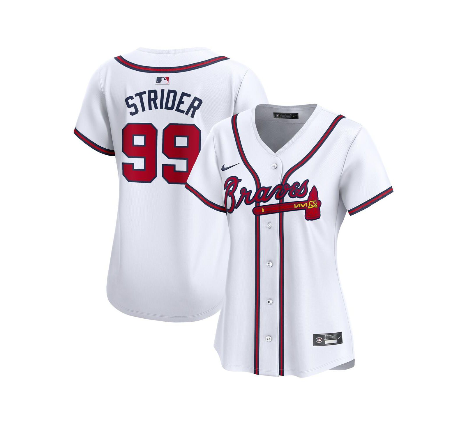 Женская джерси Nike Spencer Strider White Atlanta Braves Home Limited Player