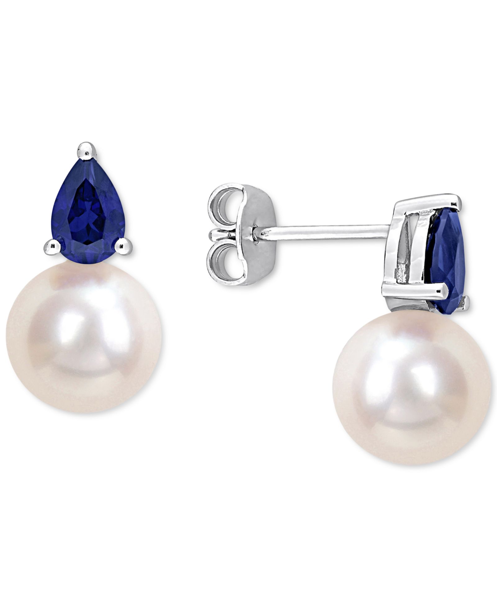 Серьги-гвоздики Cultured Freshwater Pearl & Birthstone в 18k Gold-Plated Sterling Silver