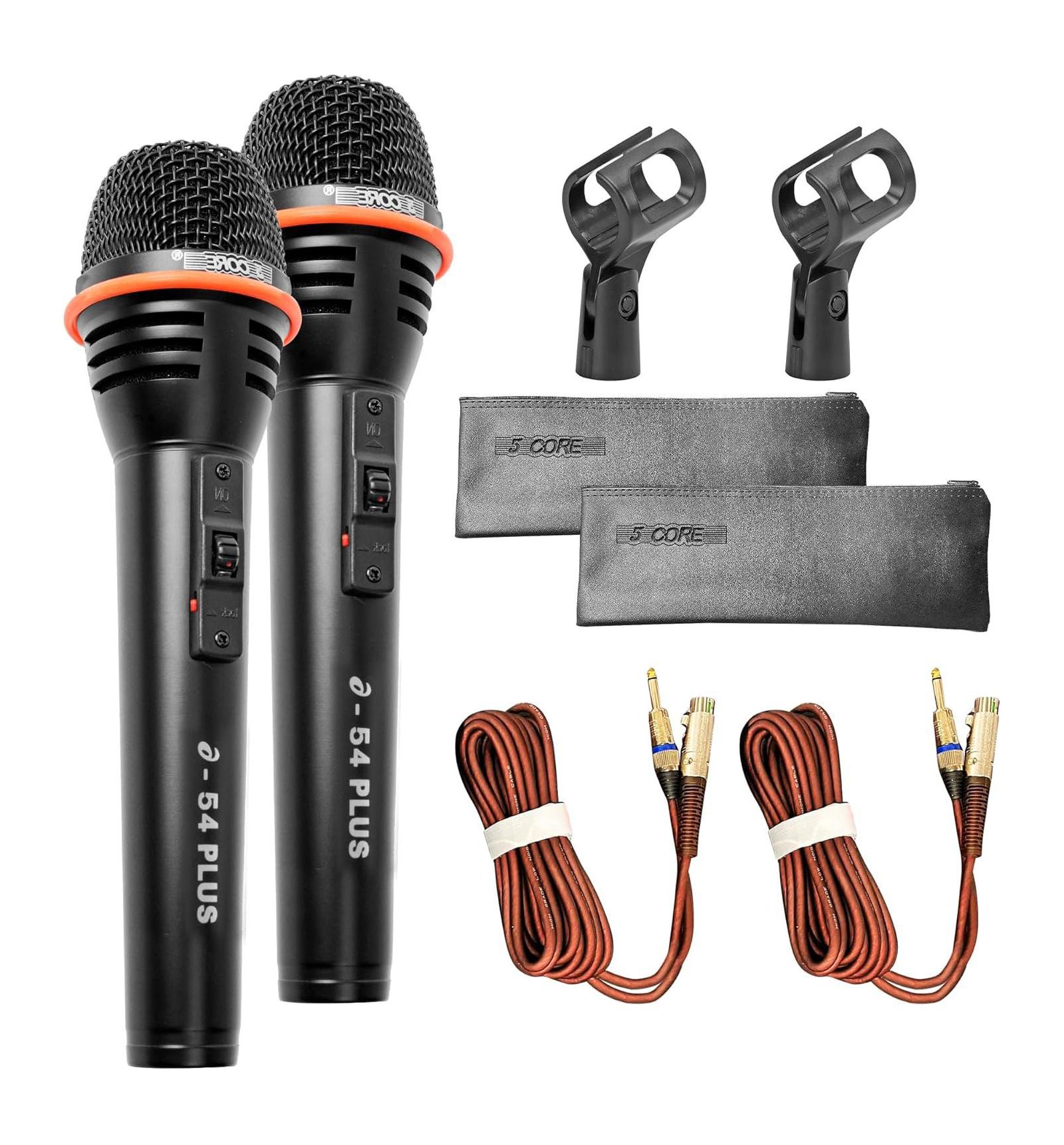 5 Core A-54 Omnidirectional Wired XLR Built-In Pop Filter Microphone, 2-Piece