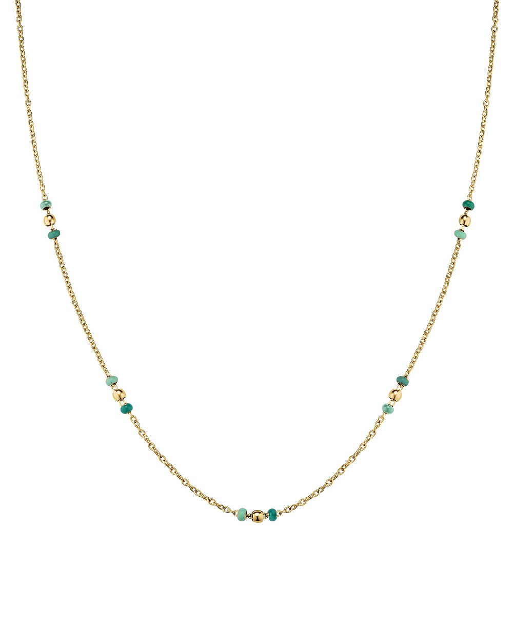 ROSEFIELD Emerald Dotted Necklace In 14K Yellow Gold Plated Stainless Steel