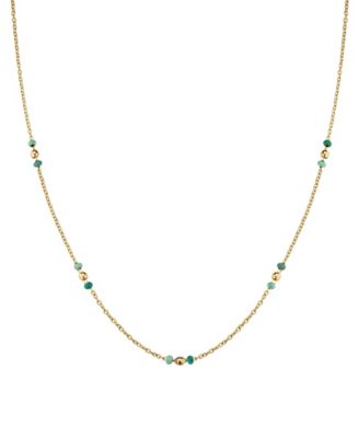 Колье Rosefield из нержавеющей стали с позолотой 14k и изумрудными точками