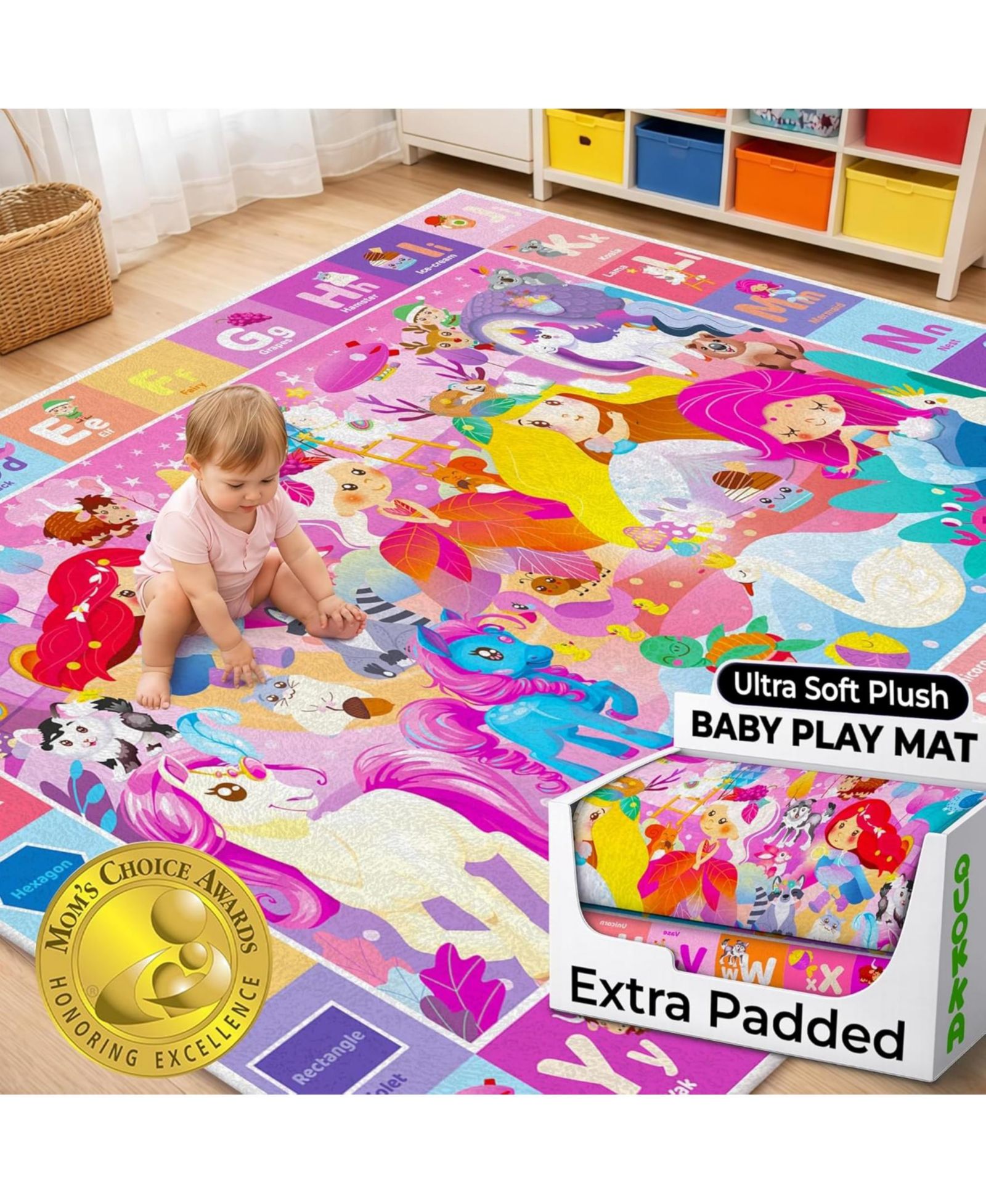 QUOKKA Baby Mats for Playtime & Activities for Babies 6-12 Months - Super Soft Baby Floor Play Mats for Toddlers 1-3