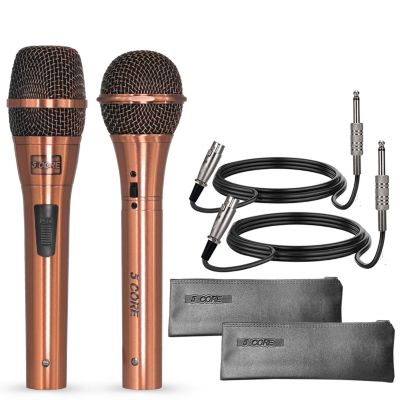 5 Core Karaoke Dynamic Cardioid Wired Handheld Microphone Pair, 2-Piece Set