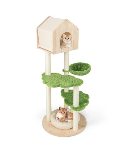 Кошачий игровой комплекс SKONYON 55 in Tall с рамой из сосны и гамаком