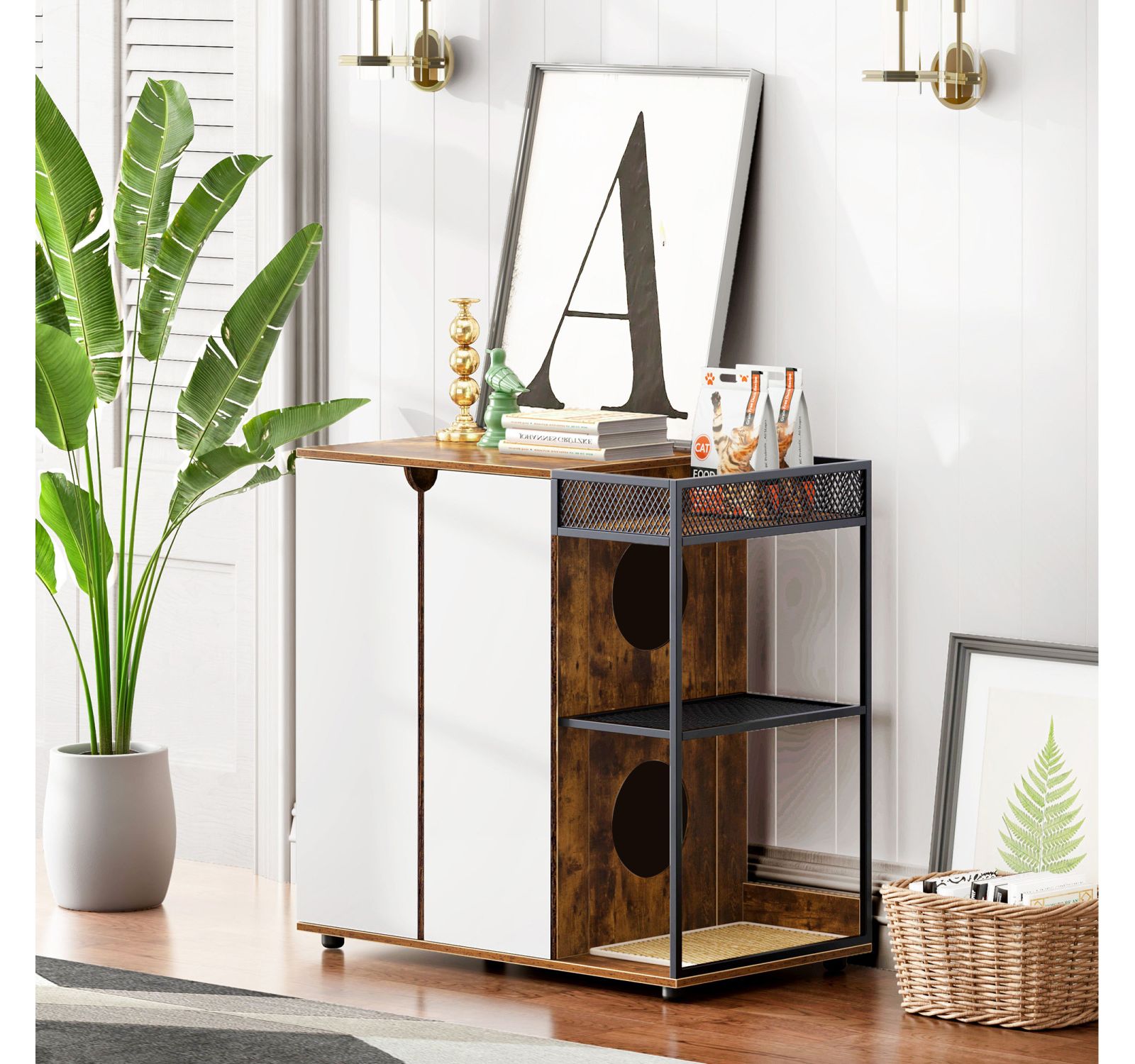 Streamdale Furniture Streamdale Rustic Brown Cat Litter Cabinet
