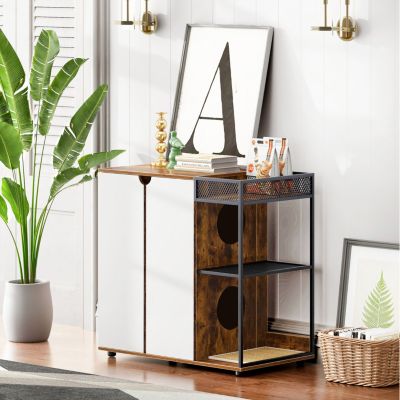 Streamdale Furniture рустикальный коричневый шкаф-лоток для кошачьего туалета
