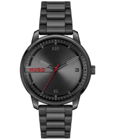 Мужские часы Hugo Boss Men's Stamp Quartz Black Steel 42mm