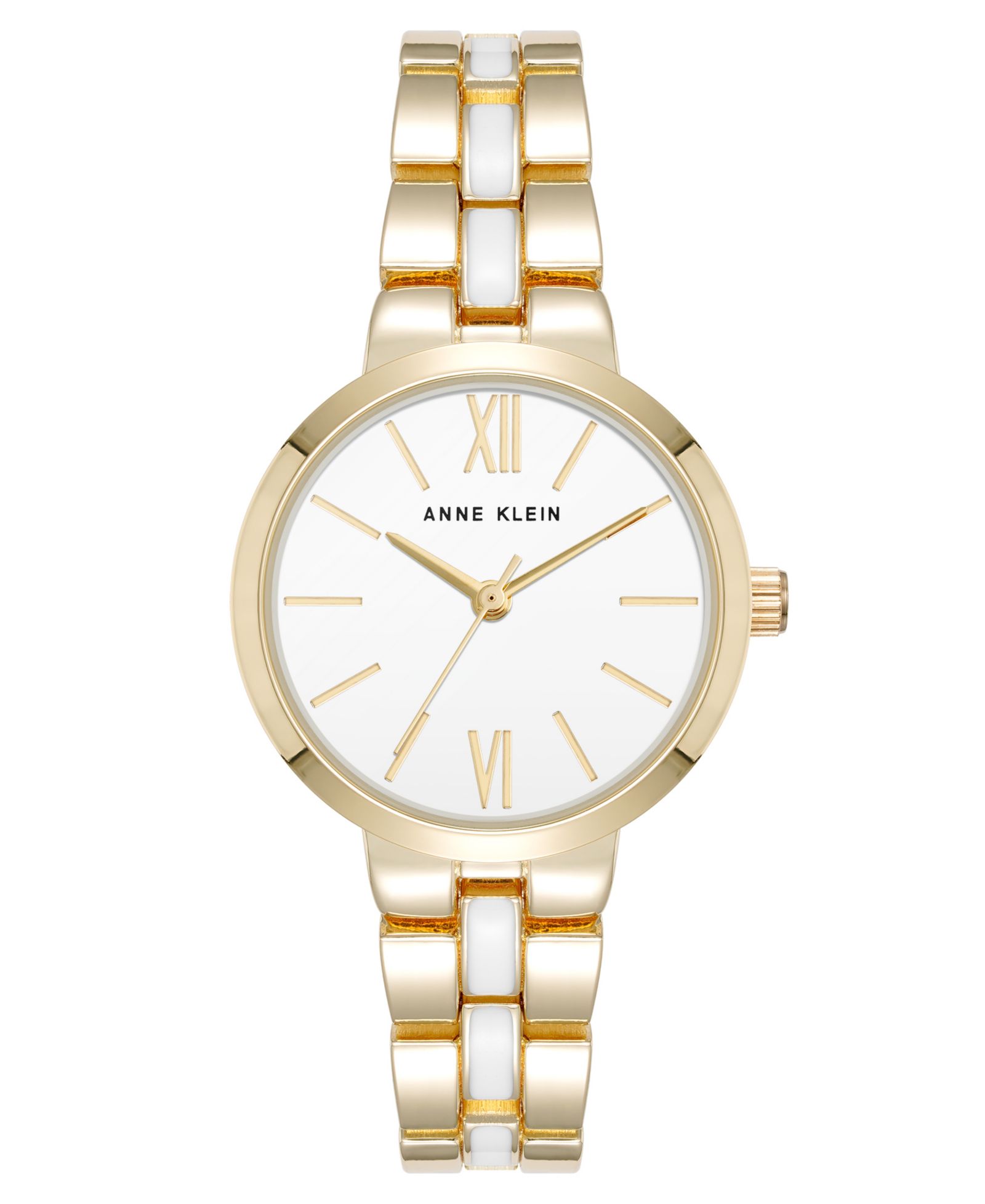 Женские часы Anne Klein Quartz Modern White Enamel и Gold-Tone Alloy Metal, 30mm