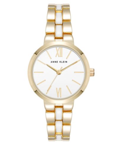 Женские часы Anne Klein Quartz Modern White Enamel и Gold-Tone Alloy Metal, 30mm