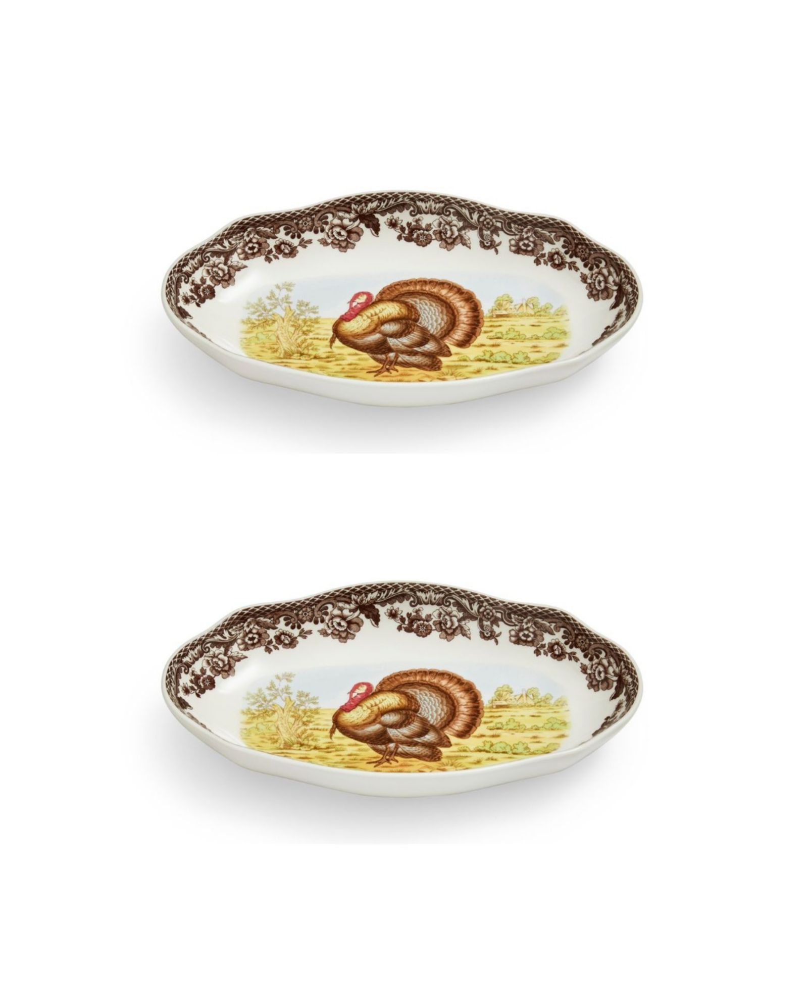 Spode Woodland Turkey блюдо для маринованных огурцов, набор из 2 штук