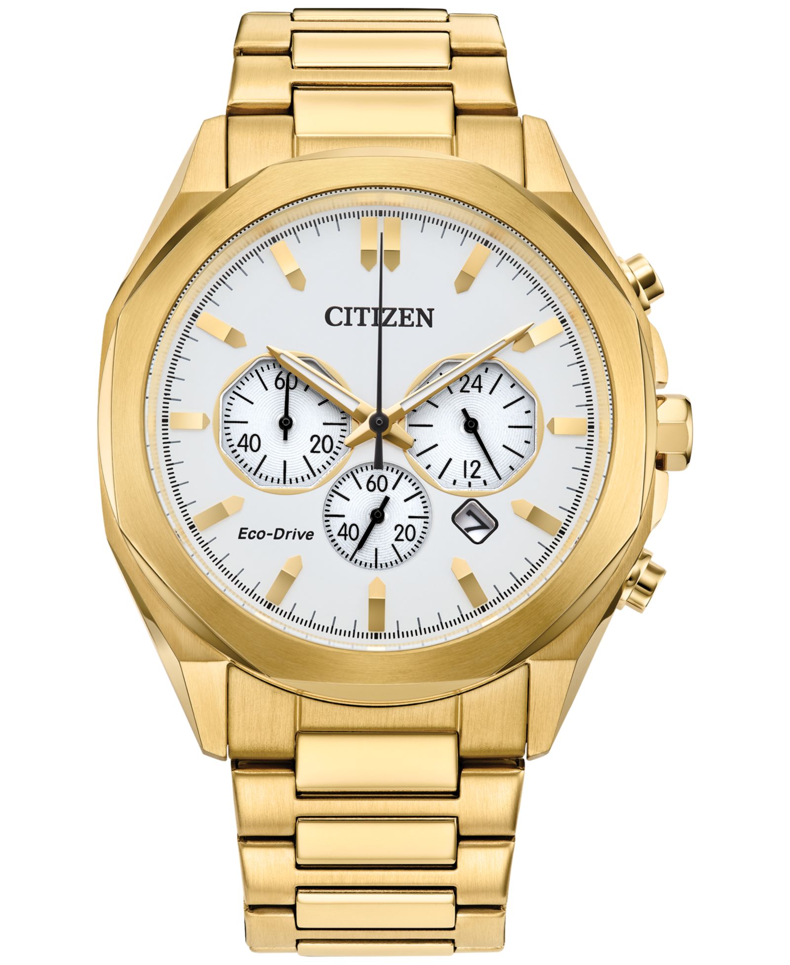Citizen Eco-Drive Мужские часы Chronograph Gold-Tone Stainless Steel 41mm