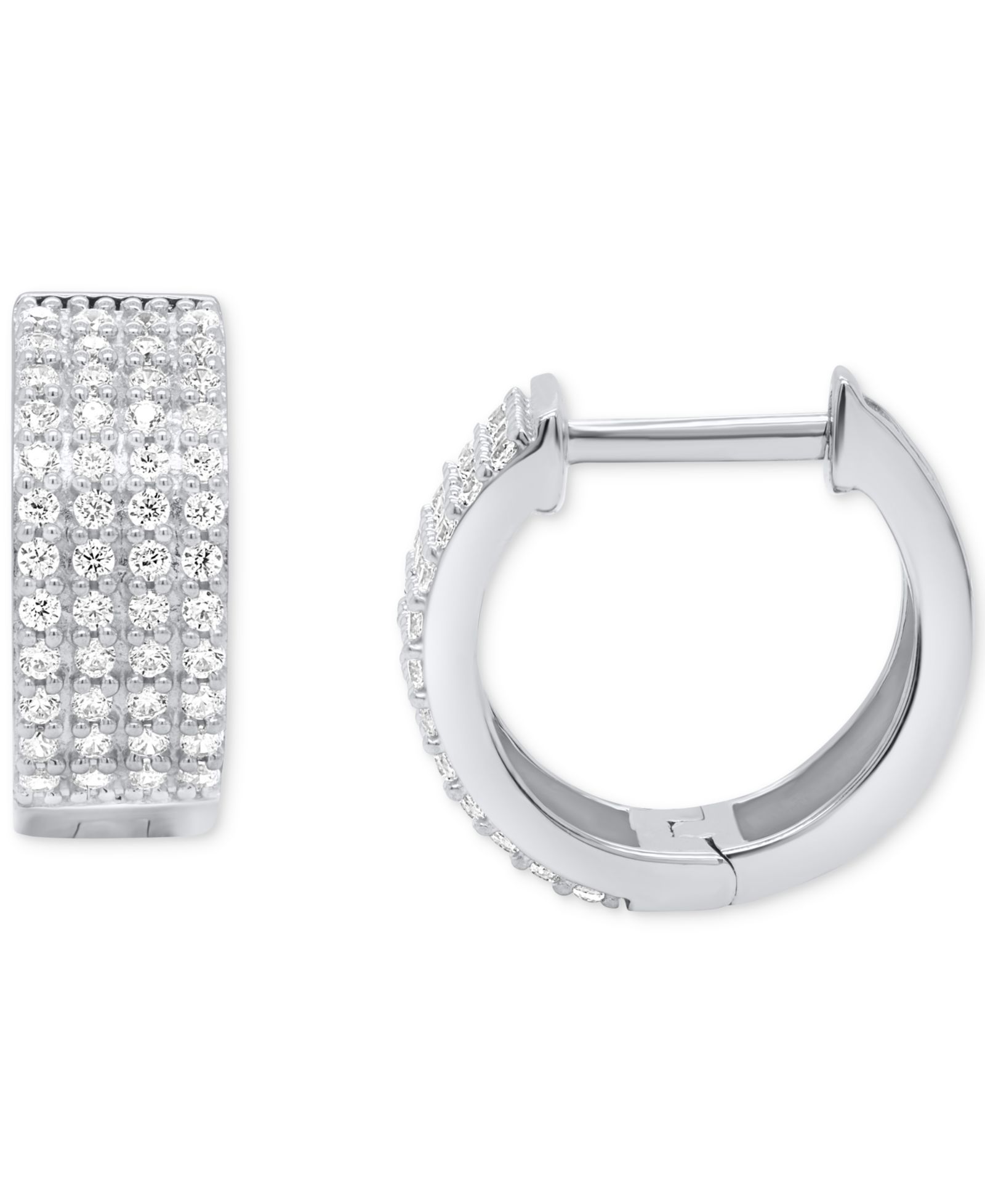 Серьги-кольца Diamond Four Row Huggie Hoop 1/2 ct. t.w. Sterling Silver