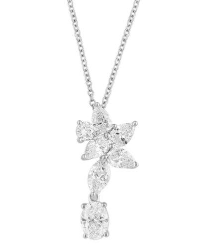 Подвеска EFFY® с выращенным бриллиантом и цветочным мотивом в 14k белом золоте (1-7/8 ct. t.w.), 18"