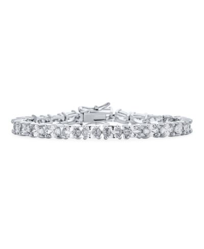 Bling Jewelry Traditional Fancy 15CTW CZ Oval Solitaire Tennis Bracelet Silver Plated 7"