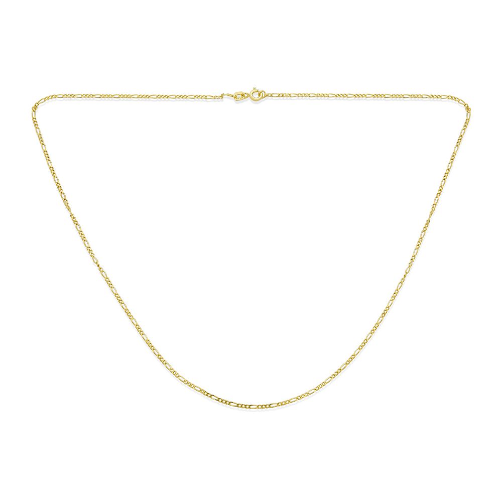 Унисекс ожерелье Figaro из стерлингового серебра с напылением 14K Gold от Bling Jewelry