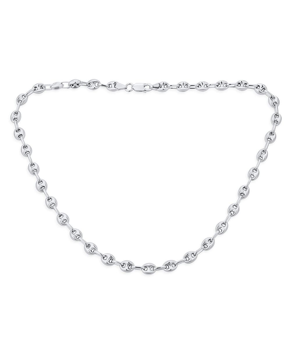 Ожерелье Bling Jewelry.925 Sterling Silver Nautical Anchor Link Puff Mariner Chain 6MM 18 Inch