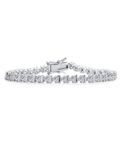 Браслет-теннис Bling Jewelry с CZ Cubic Zirconia 10CTW, серебряный