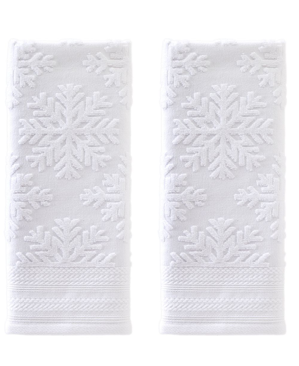 SKL Home Subtle Snowflakes Jacquard Cotton 2 Piece Hand Towel, 16" x 26"