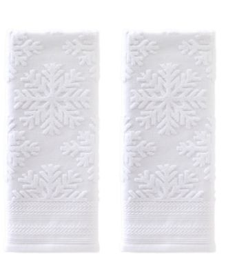 SKL Home Subtle Snowflakes Jacquard Cotton 2 Piece Hand Towel, 16" x 26"