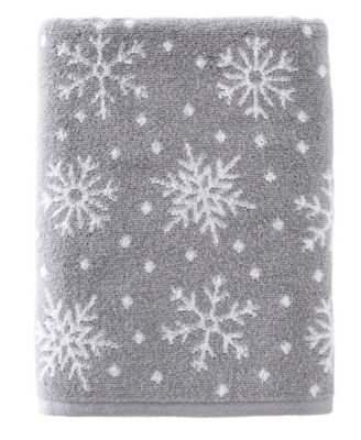 SKL Home Scattered Snowflake Jacquard Cotton Bath Towel, 25" x 50"