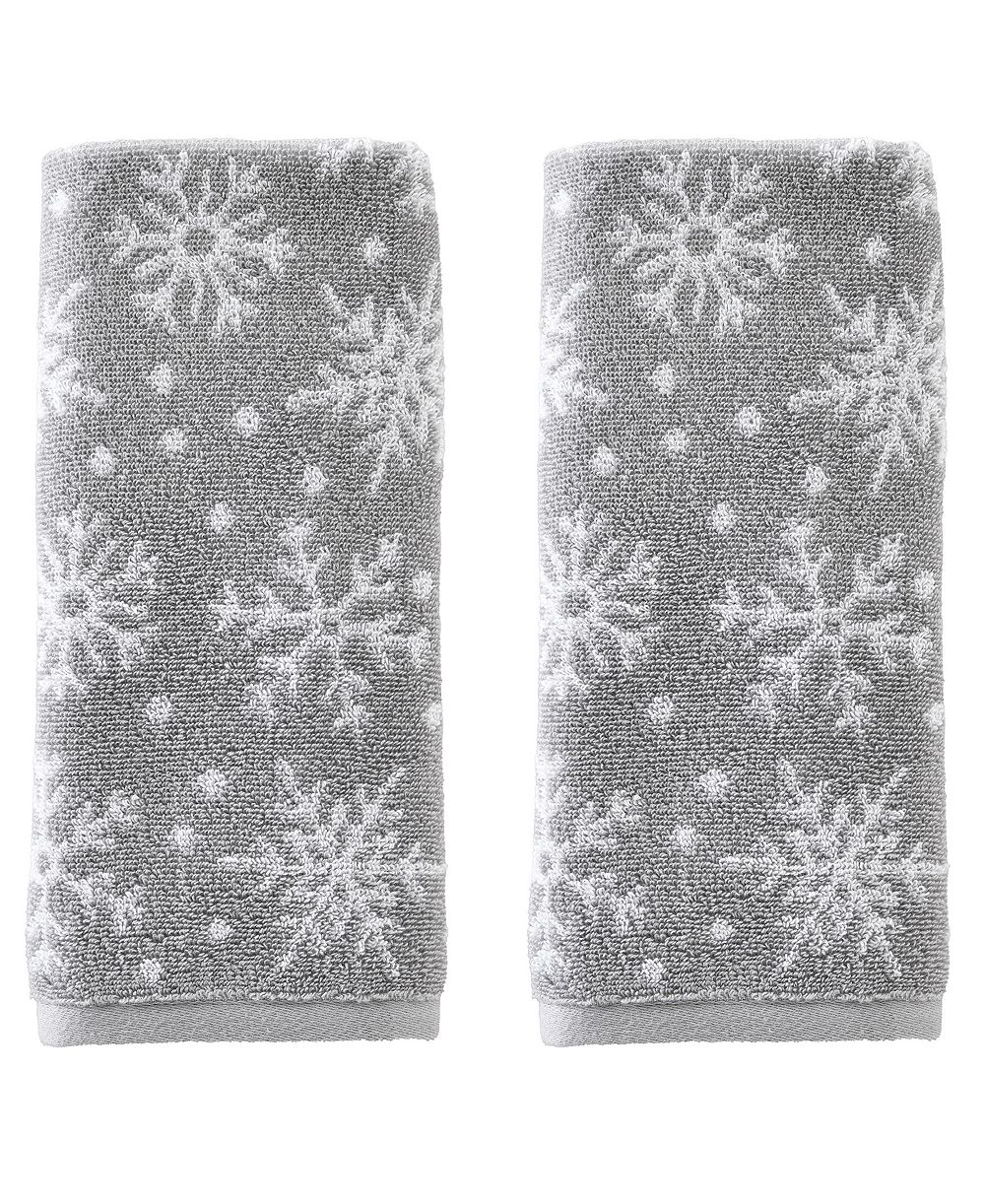 SKL Home махровое полотенце Jacquard Cotton Scattered Snowflakes 16" x 25"