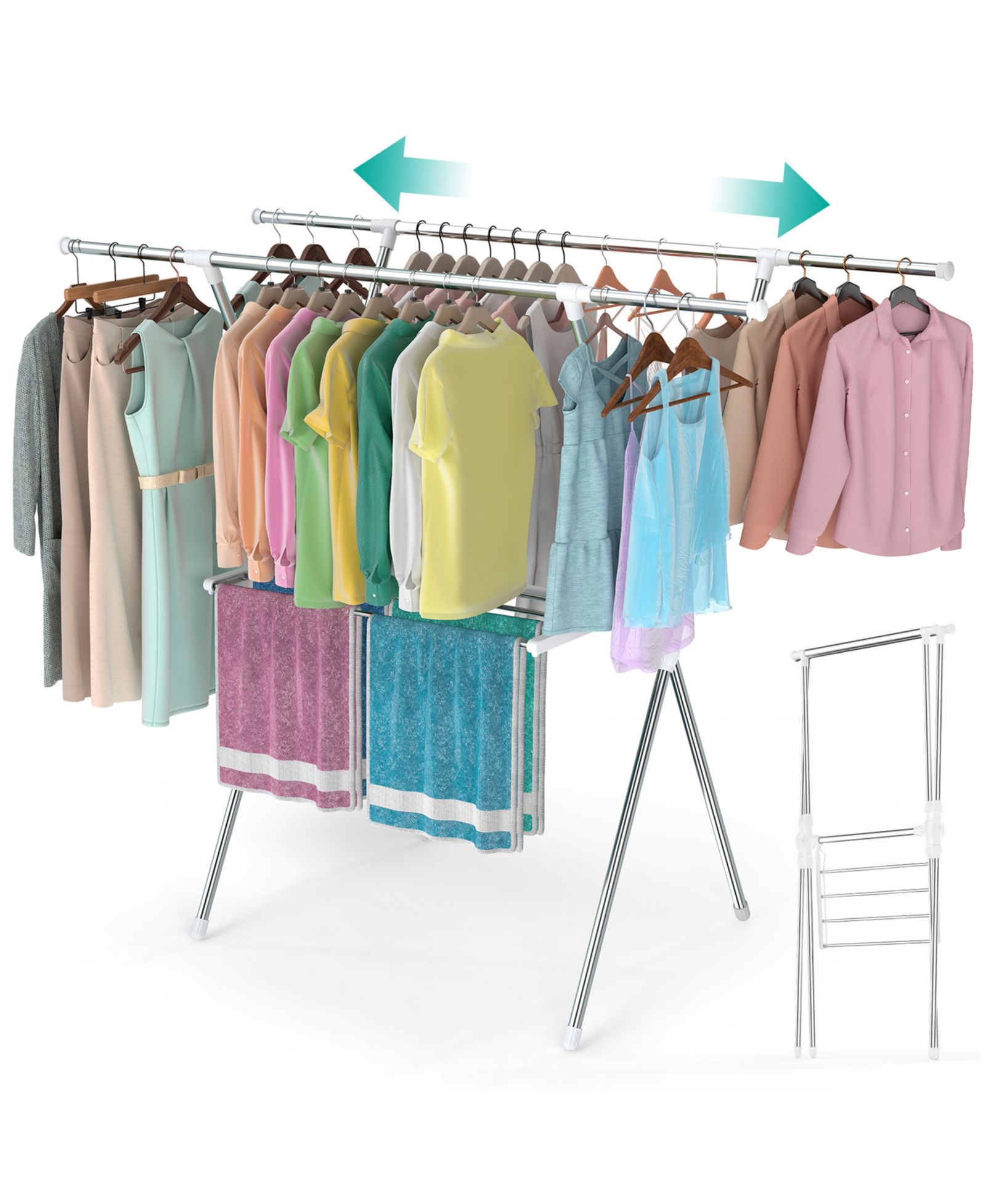 SUGIFT 2-Tier Clothes Drying Rack with Adjustable Gullwing Arms