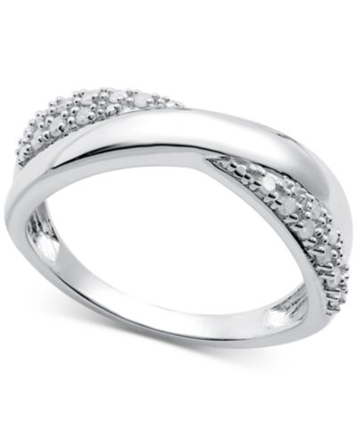 Кольцо Diamond Pavé Crossover из стерлингового серебра (1/6 ct. t.w.)