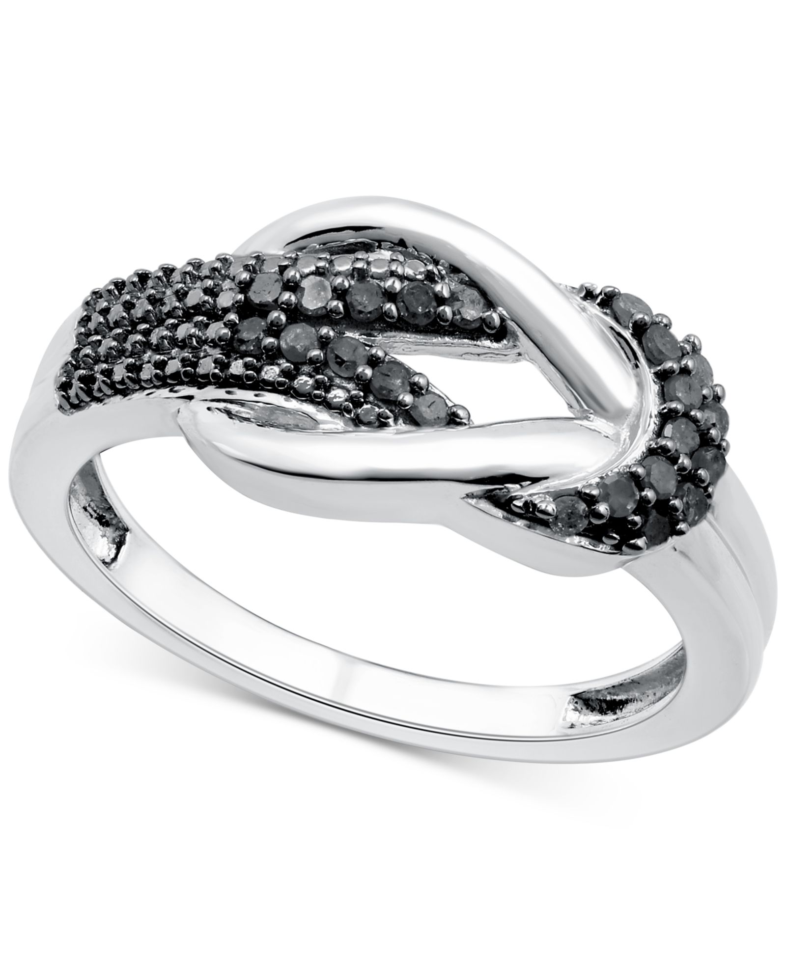 Black Diamond Polished Interlocking Ring (1/6 ct. t.w.) в Sterling Silver