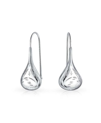 Bling Jewelry Серьги-капли в форме груши с гравировкой из стерлингового серебра