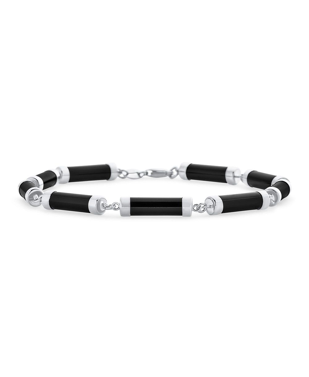 Браслет Bling Jewelry с натуральным зеленым нефритом и ониксом, позолоченное стерлинговое серебро