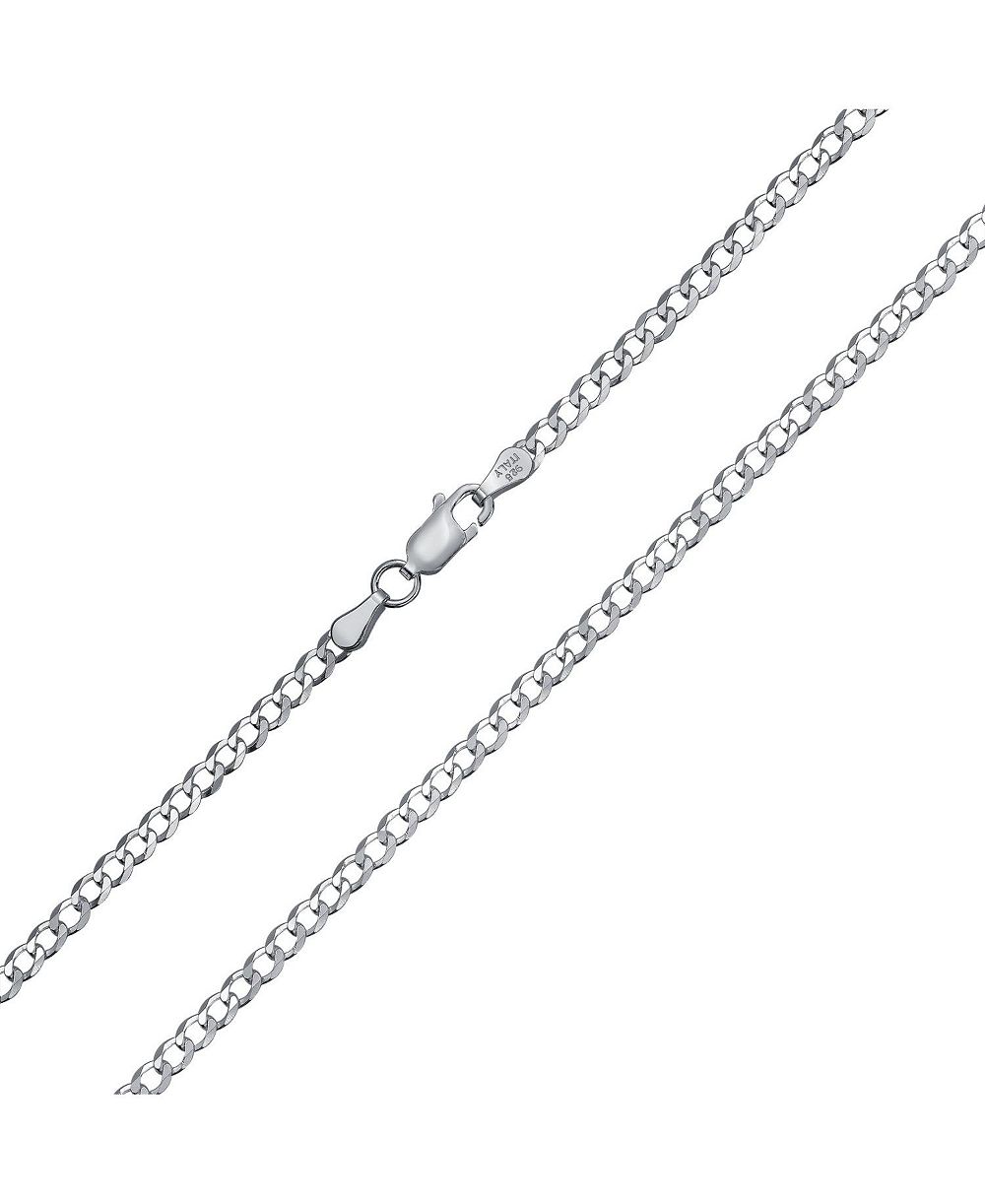 Bling Jewelry цепь-ожерелье Miami Cuban из стерлингового серебра 3MM
