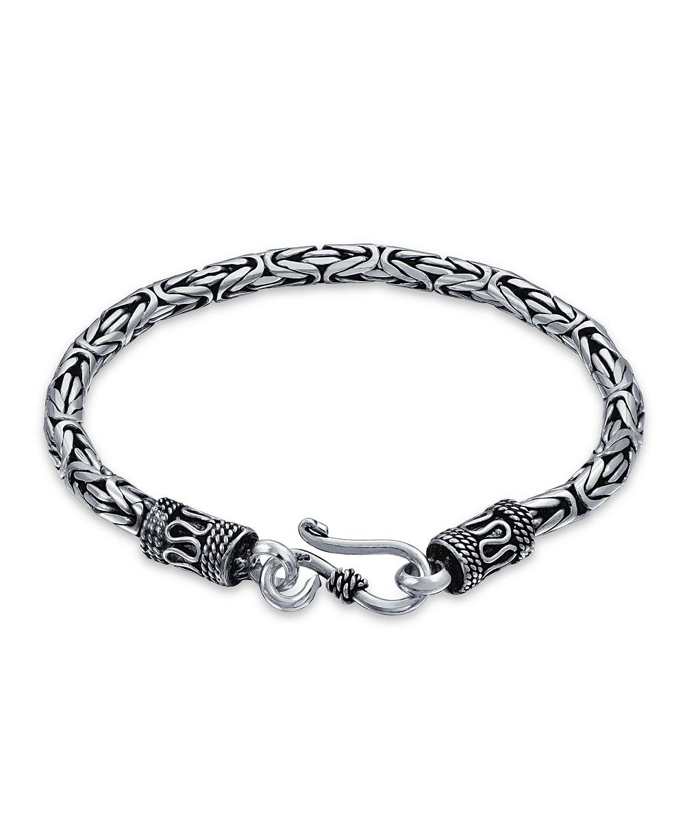 Браслет Bling Jewelry Sterling Silver Bali Byzantine Chain Link Eye and Hook Hand Crafted Made In Thailand 7.5 inch