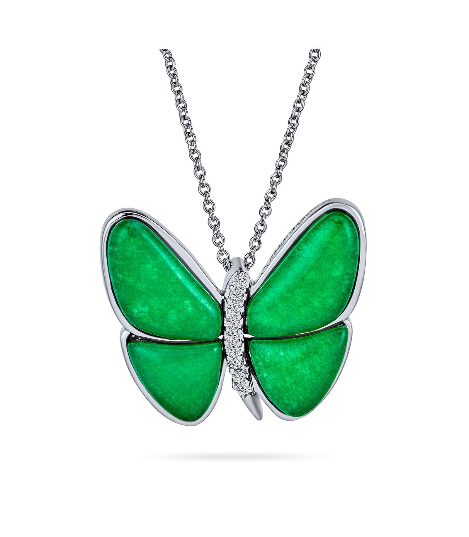 Подвеска Bling Jewelry Nature CZ Accent Malaysian Jade Garden Insect Butterfly